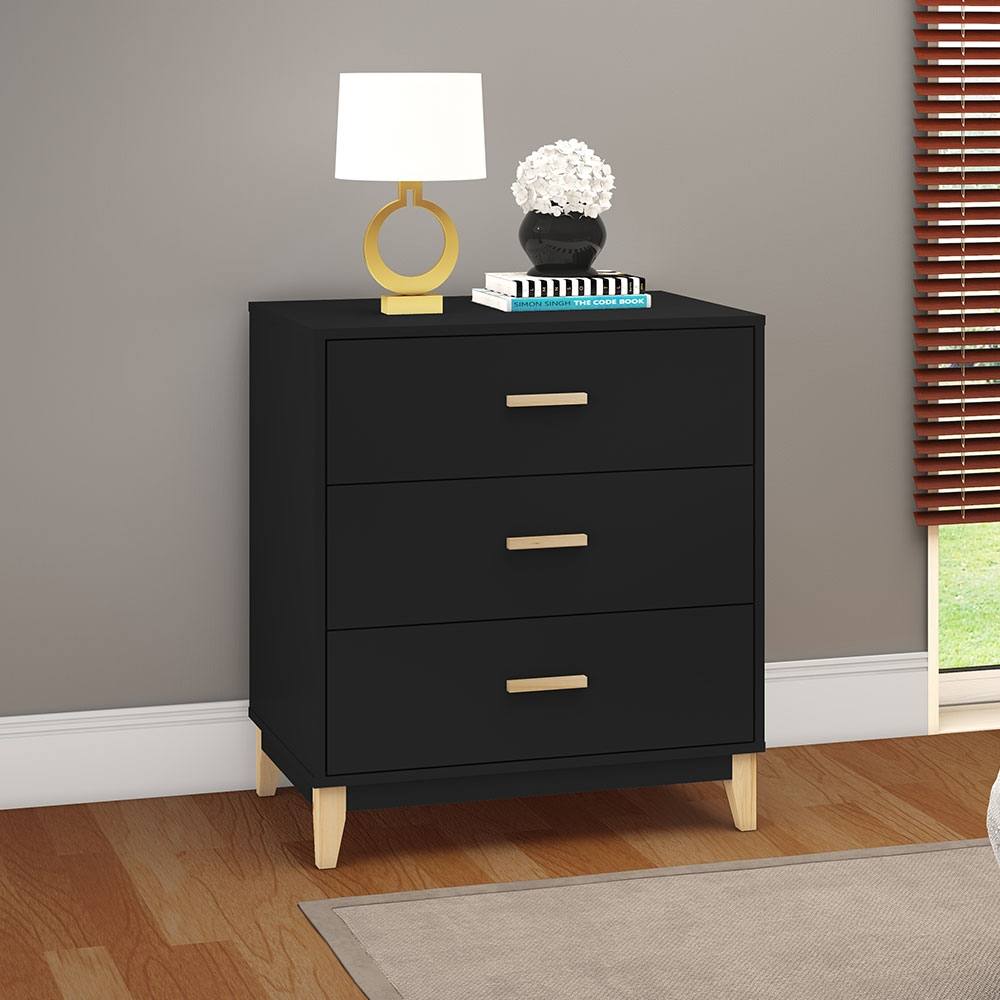 Cômoda 03 Gavetas LE 6008 Preto